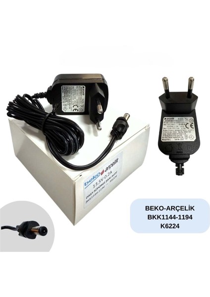 Arçelik Beko BKK1144-1194 K6224 13.5V 0.2A Dikey Süpürge Şarj Adaptörü
