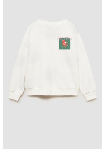 Unisex Çocuk Baskılı 3 Iplik Kumaş Pamuklu Sweatshirt