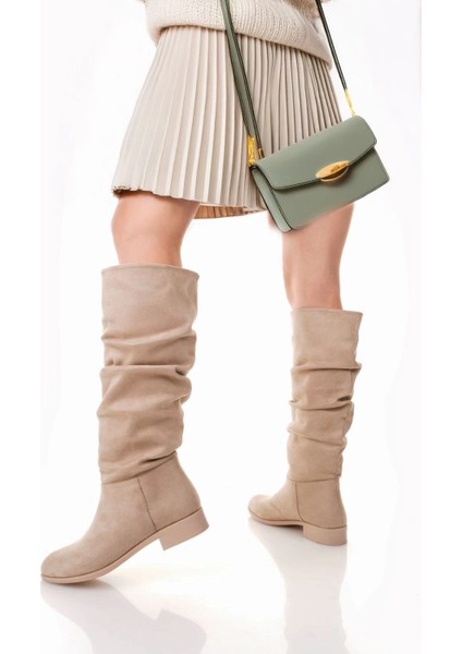 Winda Bej Süet Körüklü Çizme modelleri