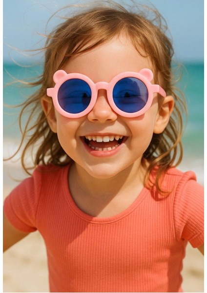 Uv 400 Korumalı Kids Sevimli Çocuk Güneş Gözlüğü Pembe Ayıcık Çerçeve Uv 400 Korumalı Çocuk Güneş Gözlüğü