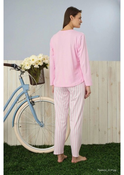 Kadın Milan Kumaş Bisiklet Yaka Pembe Pijama Takımı - 7600 fiyatları