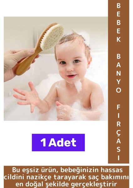 Bebek Hassas Cilt Için Banyo Saç Bakım Tarak Fırça Organik Keçi Kılı Ahşap Saplı Bebek Banyo Tarağı