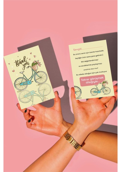 Bisiklet Çift Yön Baskılı 100 Adet Teşekkür Kartı 8,5x5,5 cm fiyatları