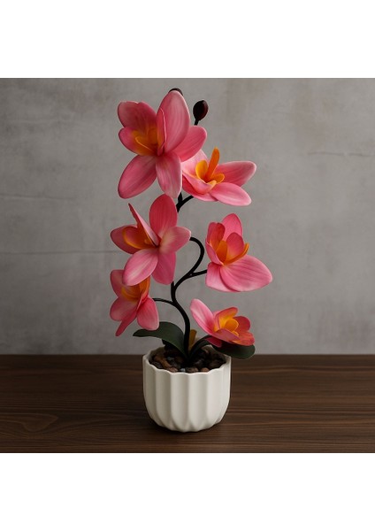 Pembe Yapay Orkide Çiçek – Plastik Saksıda Dekoratif Aranjman (15×15×35 Cm) fırsatları
