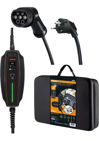 230V Ac Elektrikli Araç Şarj Cihazı Tip2 (Ev Tipi) (6 A/10 A/16A) (1300W/2200W/3600W) (5 Mt)