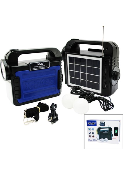 3ın1 - Solar 2in1 El Feneri - Radyo - Mp3 Bluetooth - Usb/ Tf Port - 2 Parça Ampul Kablolu - Powerbank (4915)