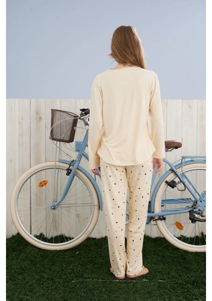 Kadın Milan Kumaş Bisiklet Yaka Sarı Pijama Takımı - 7600 fiyatları