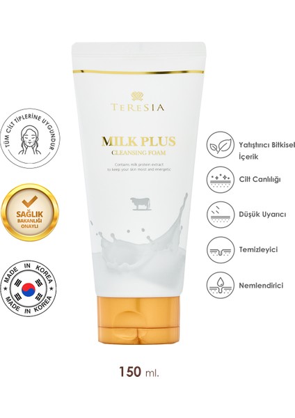 Teresia Milk Plus Temizleme Köpüğü Aydınlatıcı ve Besleyici Süt Proteini Içerikli 150ML