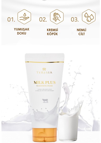 Teresia Milk Plus Temizleme Köpüğü Aydınlatıcı ve Besleyici Süt Proteini Içerikli 150ML modelleri