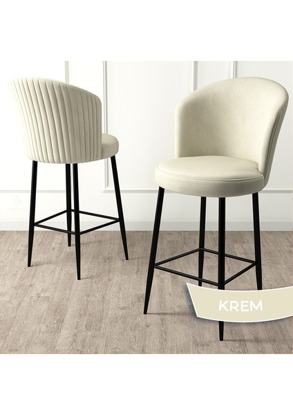 Concept Fora Serisi Mutfak Bar Sandalyesi Babyface Kumaş Siyah Metal Ayak 1 Adet Krem Sandalye fiyatları