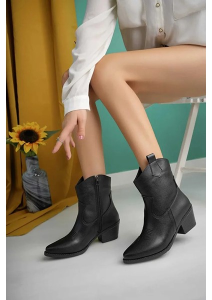 Western Acı Kahve Kısa Kovboy Çizme 6 cm Topuklu Rahat Yürüyüş İçin Tasarlandı fiyatları