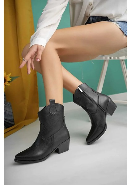 Western Acı Kahve Kısa Kovboy Çizme 6 cm Topuklu Rahat Yürüyüş İçin Tasarlandı modelleri