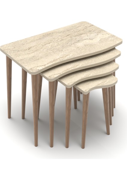 Zigon Sehpa Ahşap 4'lü Kare Modern Tasarım 65x49 cm İç Mekan Kullanımı fiyatları