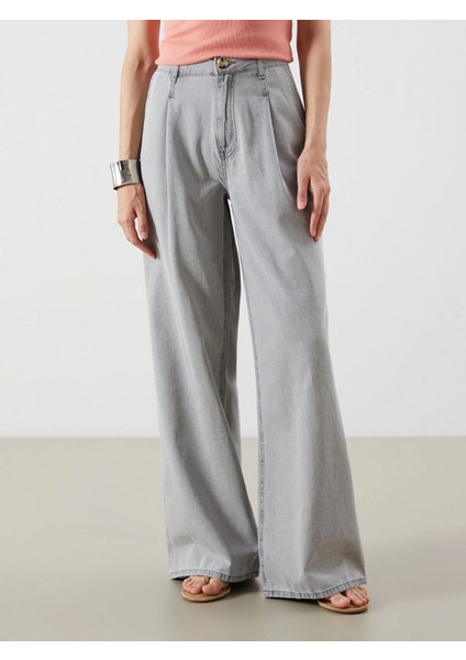 Lcw Jeans Gri Wideleg Kadın Jean Pantolon fiyatları