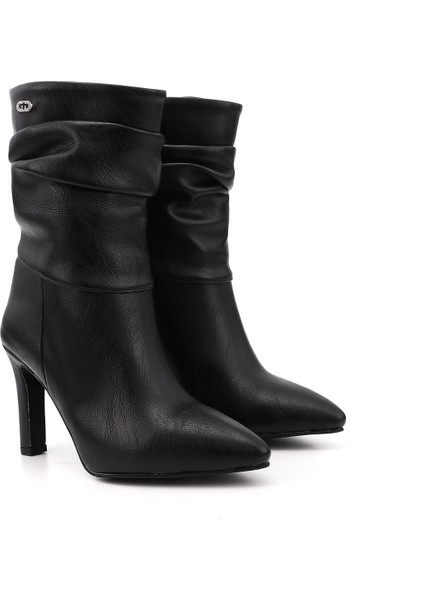 Kadın Siyah Sivri Burun Körüklü İnce Topuklu Çizme fiyatları