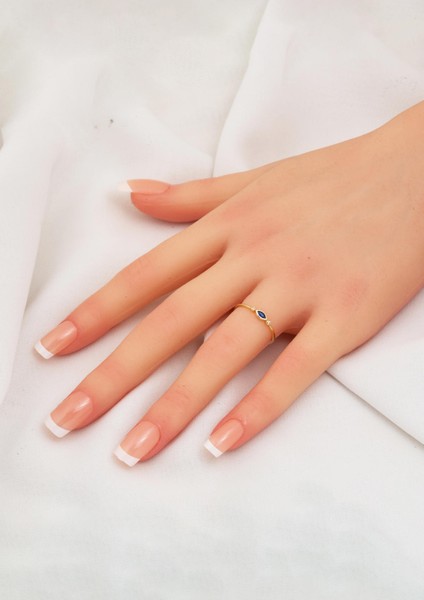 Lacivert Taşlı 14 Ayar Altın Markiz Yüzük fiyatları