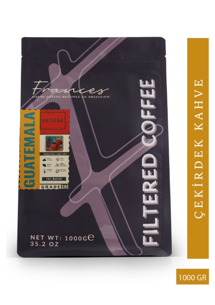 %100 Arabica Guatemala Filtre | Orta Kavrum | Çekirdek Kahve | 1000 gr | Yüksek Gövde- Düşük Asidite