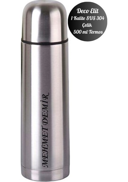 Kişiye Özel 500 ml Çift Katmanlı Sus 304 Çelik Inox Termos 12 Saat Sıcak Soğuk Tutma modelleri