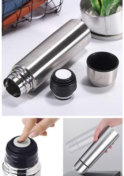Kişiye Özel 500 ml Çift Katmanlı Sus 304 Çelik Inox Termos 12 Saat Sıcak Soğuk Tutma