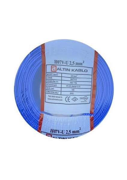 2.5mm Nya Kablo H07V-U 100METRE Mavi