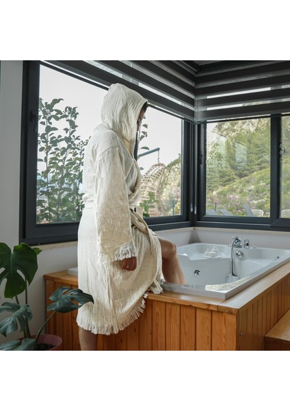 Müslin Bambu %100 Pamuklu Naturel Bornoz