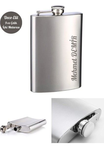 Kişiye Özel 9 Oz Çelik Cep Matarası 266 ml Içecek Cep Matarası Vip Hediye