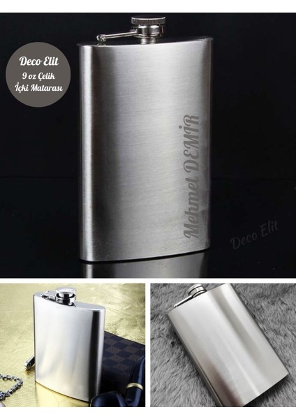 Kişiye Özel 9 Oz Çelik Cep Matarası 266 ml Içecek Cep Matarası Vip Hediye