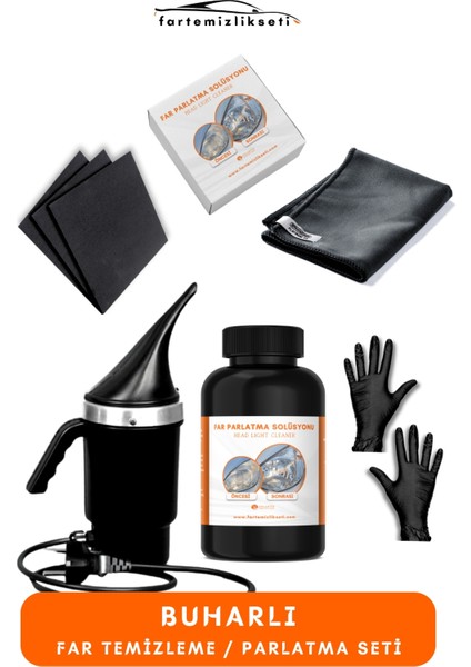 Premium Kraft I Buharlı Araba Far Temizleme ve Parlatma Seti - 250 gr Solüsyonlu