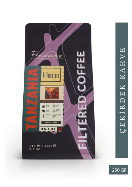 Arabica Tanzania Filtre | Orta Kavrum | Çekirdek Kahve | 250 gr | Yüksek Gövde- Orta Asidite