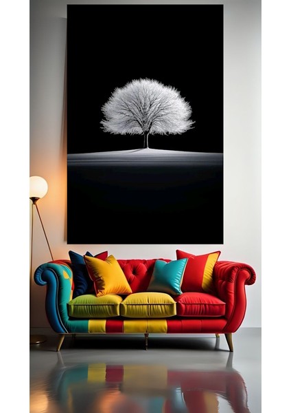 Uzak Doğu Ağaç Beyaz Iev Duvar Salon Güzellik Salonu Ofis Dükkan Dekarasyon Kanvas Tablo