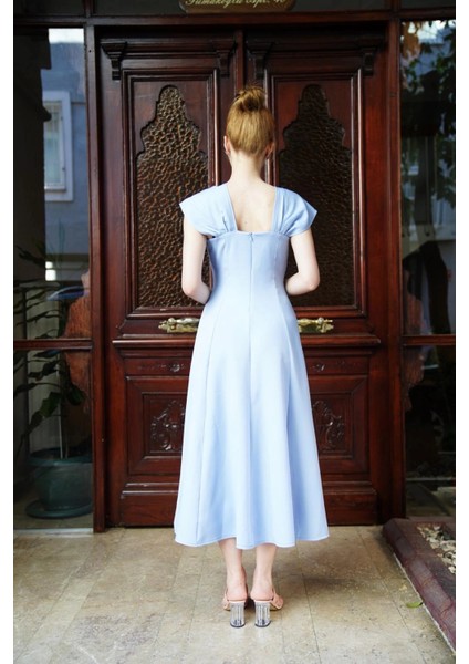 U Yaka Prenses Elbise Mavi fiyatları