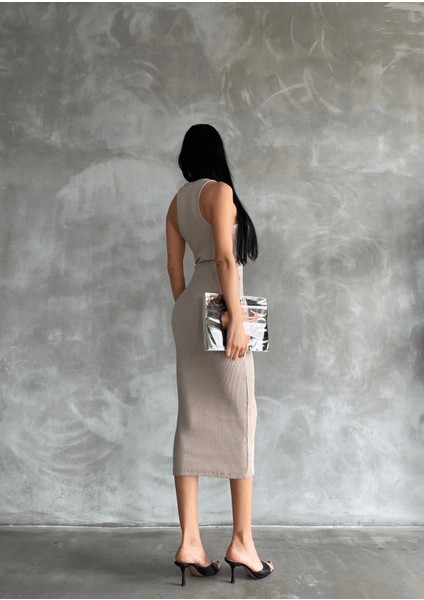 Kadın Bej Renk Midi Boy Abiye Elbise fiyatları