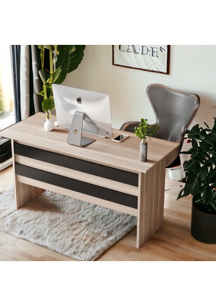 Verona Ofis Çalışma Masası ve 3 Çekmeceli Keson Takım Set Meşe-Siyah fiyatları