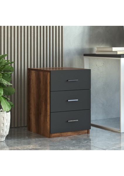 Verona Ofis Çalışma Masası ve 3 Çekmeceli Keson Takım Meşe-Siyah modelleri