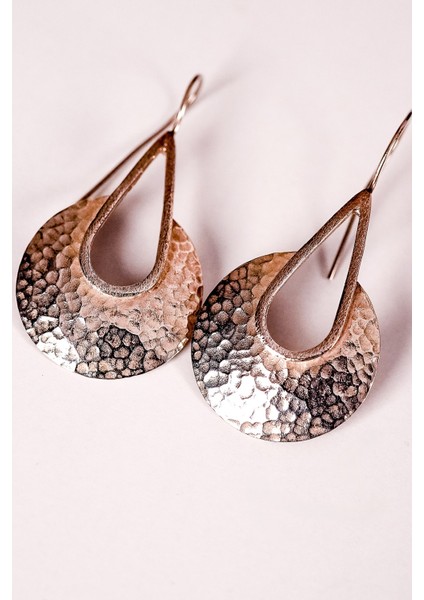 25 Ayar Dövme Dokulu Orta Çağ Stili Gümüş Küpe, El Yapımı Gösterişli ve Büyük Küpe