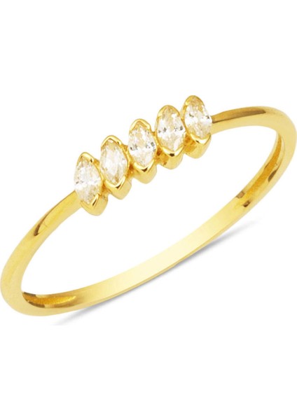 Oval Minimal Beştaş 14 Ayar Altın Yüzük