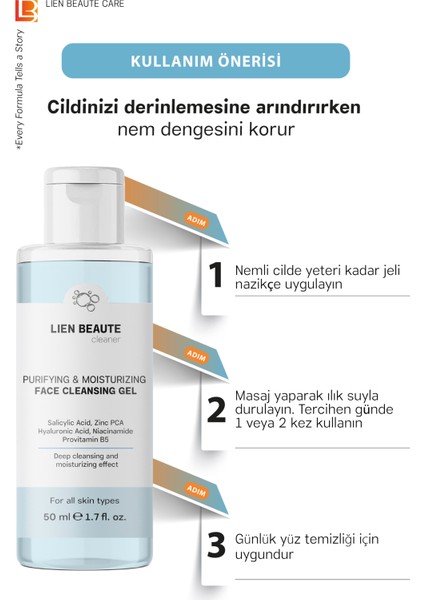 Arındıcı ve Nem Dengeleyici Yüz Yıkama Jeli Hyaluronik Asit Niasinamide Salisilik Asit Biberiye fırsatları