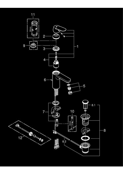 Eurosmart Cosmopolitan Tek Kumandalı Lavabo Bataryası M-Boyut Grh 23325000 modelleri