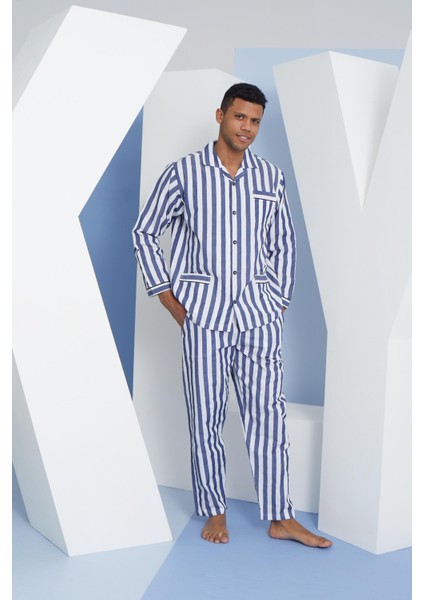 4007 Erkek Apaj Yaka Önden Düğmeli Gaffur Pijama Takım modelleri