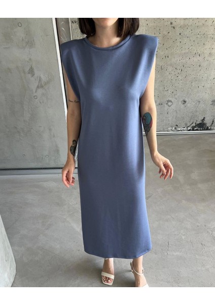 Yumuşak Kumaş Vatkalı V Yaka Fırfırlı Maxi Mor Elbise modelleri