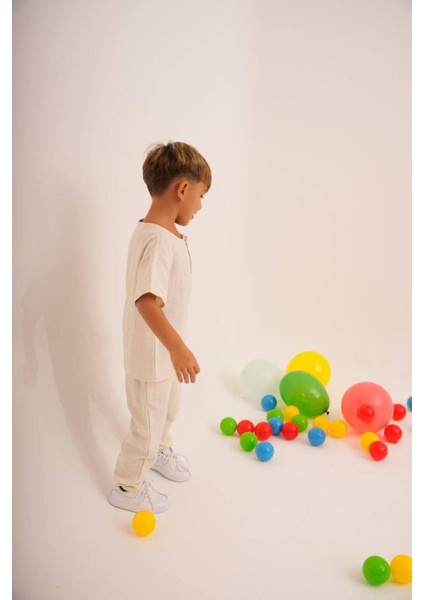 Erkek Çocuk Keten Kumaş Oversize Orijinal Kalıp Alt Üst Takım (3-10 Yaş) modelleri