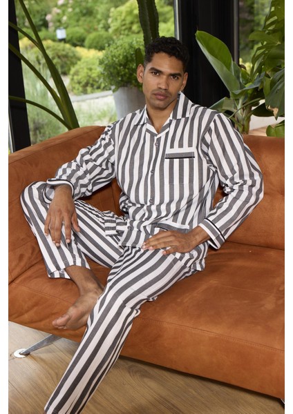 4007 Erkek Apaj Yaka Önden Düğmeli Gaffur Pijama Takım