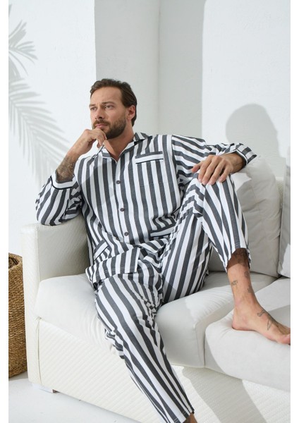 4007 Erkek Apaj Yaka Önden Düğmeli Gaffur Pijama Takım modelleri