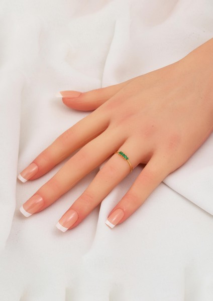 Yeşil Minimal Beştaş 14 Ayar Altın Yüzük fiyatları