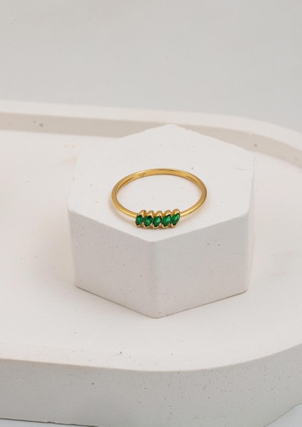 Yeşil Minimal Beştaş 14 Ayar Altın Yüzük fırsatları
