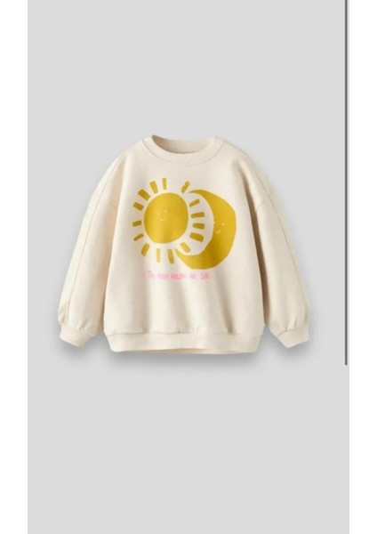 Erkek Çoucuk Ekru Güneş Ay Pamuklu 3 Iplik Fırçalı Kumaş Alt Üst Eşofman Takımı fiyatları
