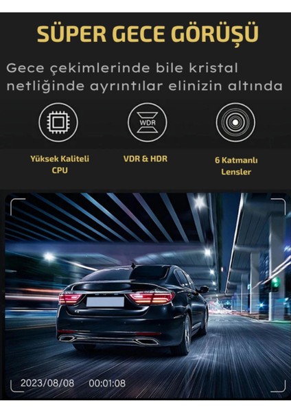 A-98 Wifi Full Hd 3 Kameralı Araç Içi Güvenlik Kamerası + Park Modu Kablosu Ön-Arka-Iç Kayıt,dashcam modelleri