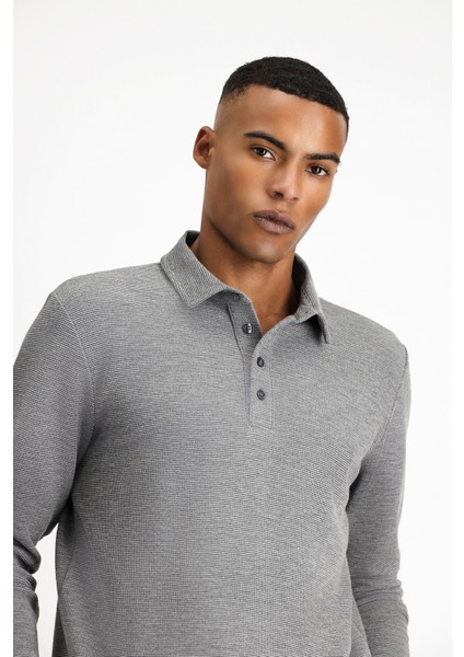 Polo Yaka Slim Fit Dar Kesim Desenli Sweatshirt modelleri