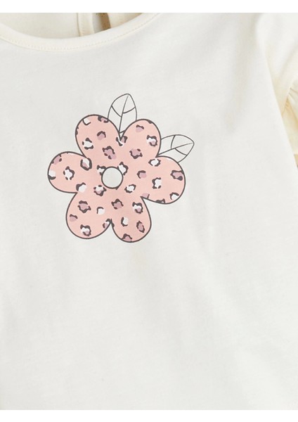 Lcw Baby Ekru Bisiklet Yaka Çiçek Desenli Kız Bebek Bluz ve Tayt 2'li Takım modelleri