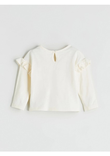 Lcw Baby Ekru Bisiklet Yaka Çiçek Desenli Kız Bebek Bluz ve Tayt 2'li Takım fırsatları